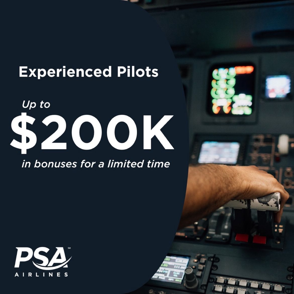 US Based Regional Airline Extends 200K Pilot Bonus For Q1 2024 AFM Aero   PSA Airlines Pilot Training AFM.aero  