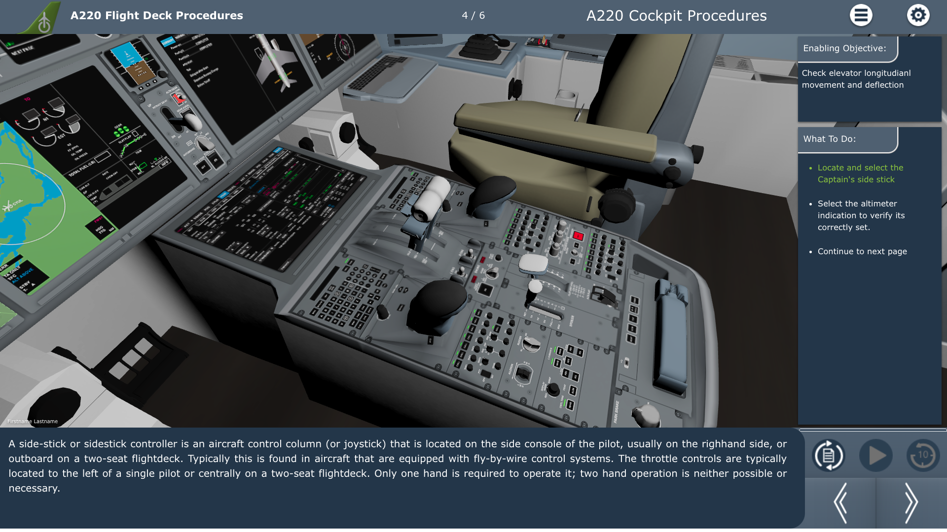 CPaT_A220 Pedestal Pilot View_Pilot Training AFM.aero